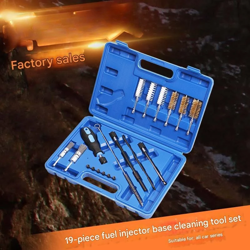 19-piece Injector Base Cleaning Tool Set Diesel Injector Seat Engine Tube Brush Master Car Cleaning Kit Premium Stainless Steel
