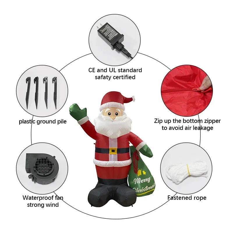 Cross-border Christmas Supplies Backpack Santa Inflatable Air Mold LED Lighting Courtyard Party Decoration Ornament