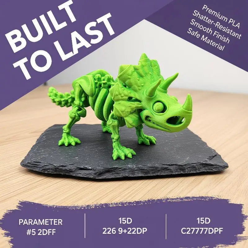 3D Printed Articulated Skeleton Triceratops Dinosaur Figure Realistic Action Model Collectible Toy for Home Decor Holiday Gift