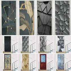 Self adhesive Door Sticker Modern Abstract Decoration Stickers Vinyl Waterproof Removable Corridor Art Poster Decals Home Decor