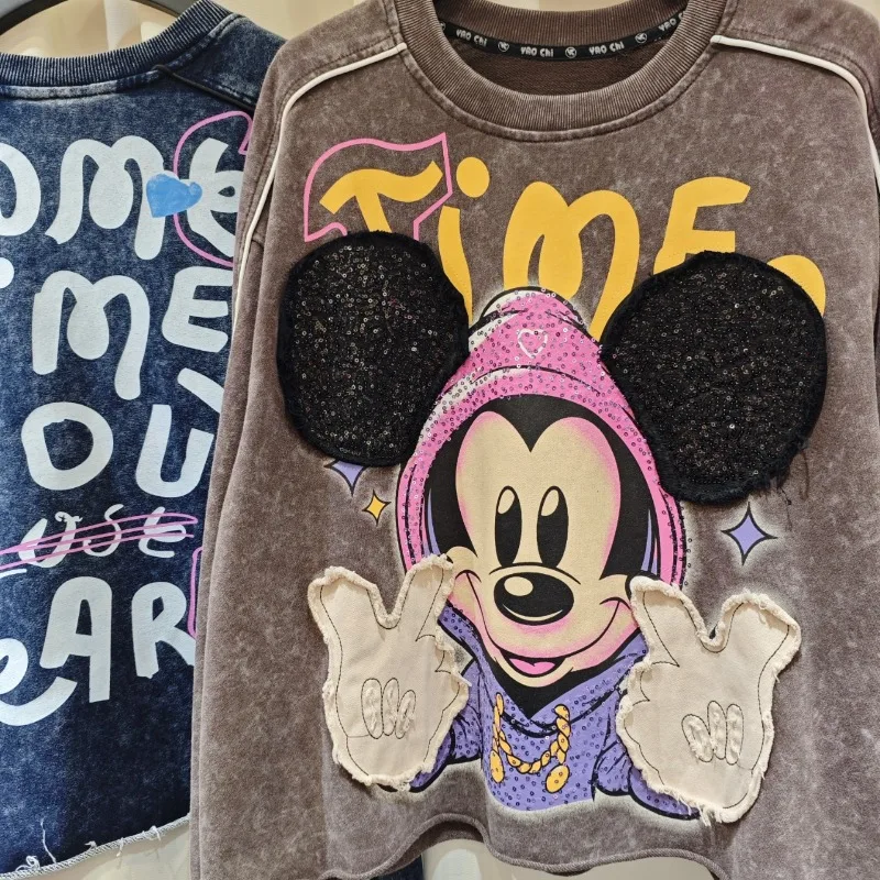 Y2k col rond sweat à capuche femme automne 2025 nouveau manches longues dessin animé sweat coton doux frais Kawaii col rond Sudaderas dames