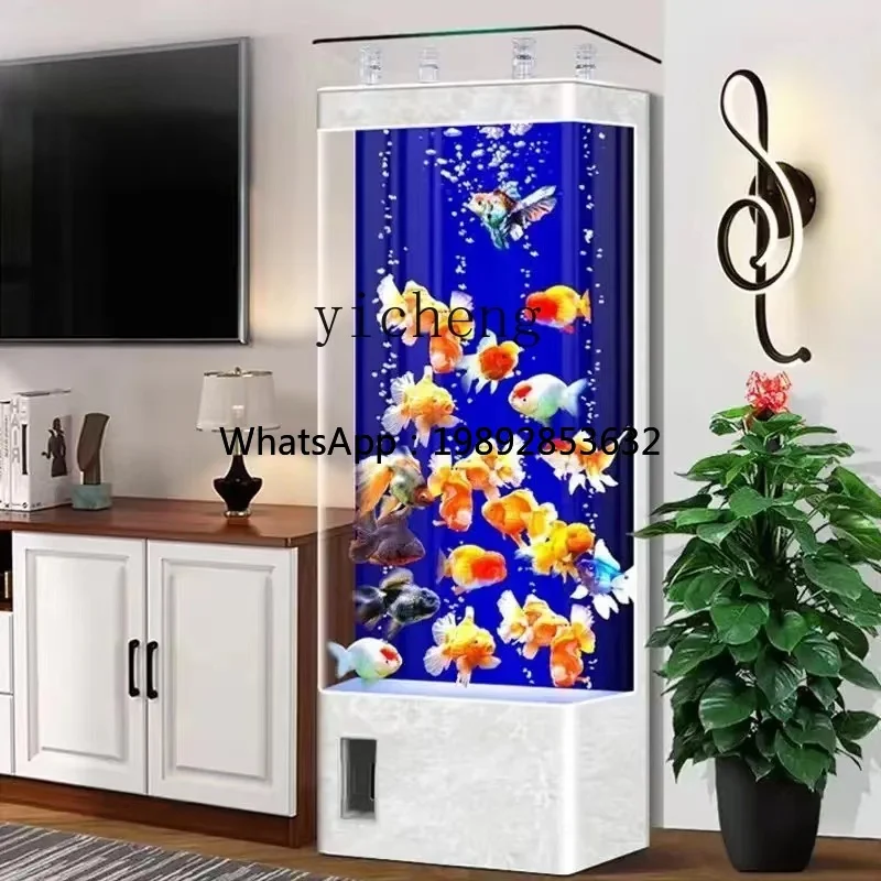 

H3-25 hot bending floor vertical high definition glass goldfish tank living room home wall back filter