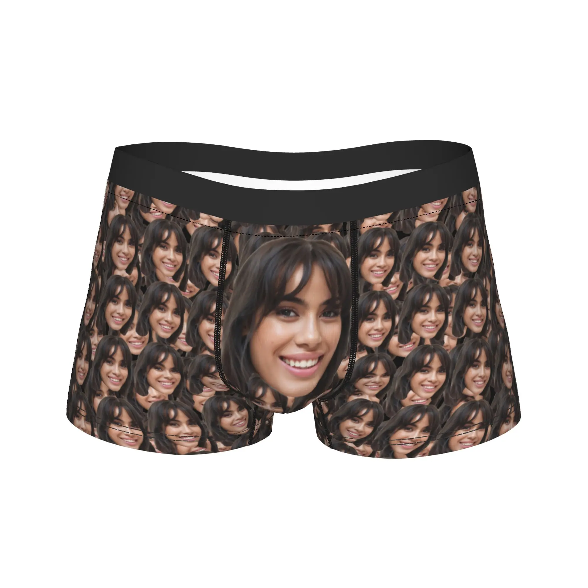 Men's Personalized Facial Photo Boxer Briefs Shorts Panties Breathable Underwear Customizd DIY Male Humor Plus Size Underpants