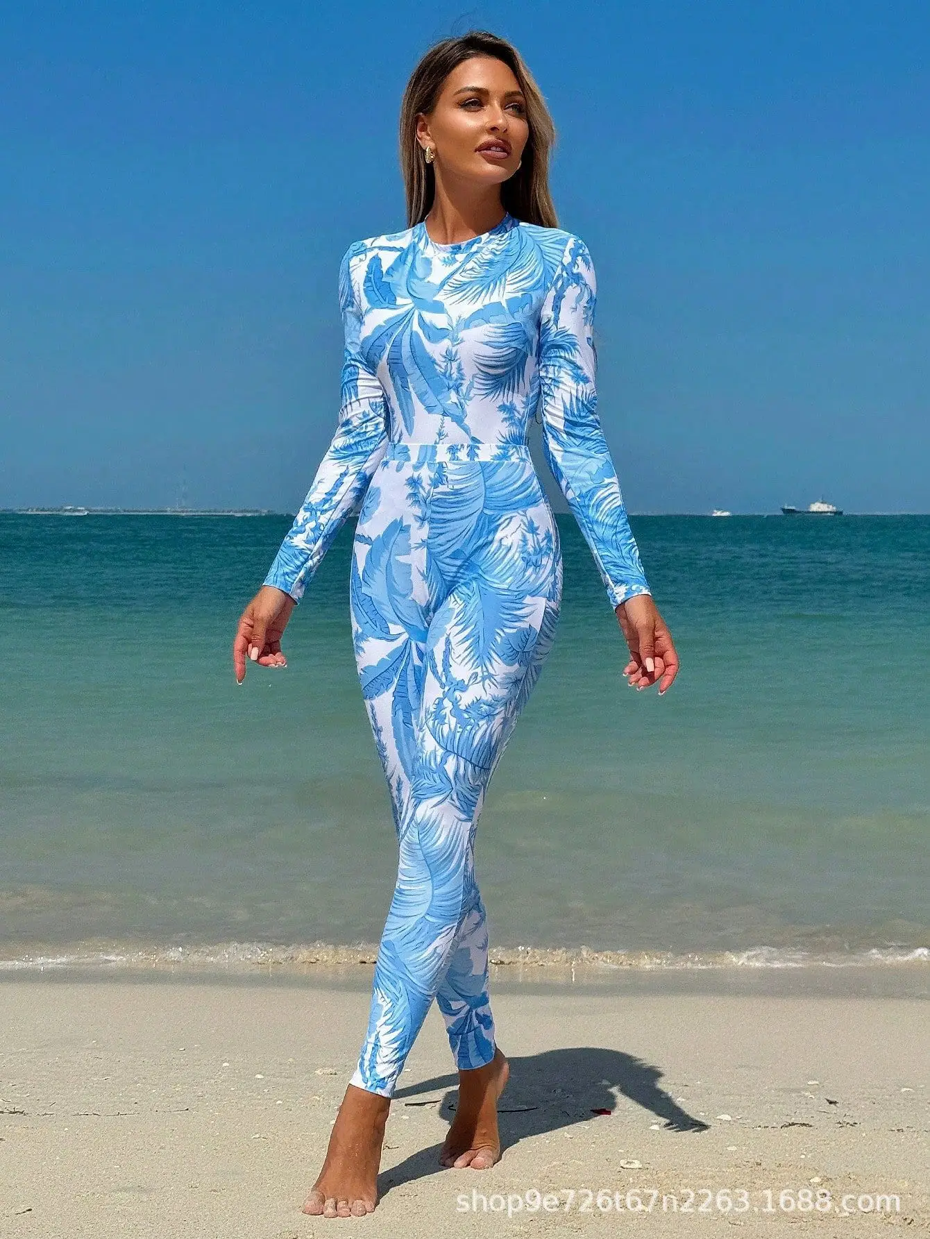 2025 女性の花柄サーフジャンプスーツセットラッシュガード & 痩身スイムスカートビーチカバーアップ 2 ピース水着ホリデー長袖夏