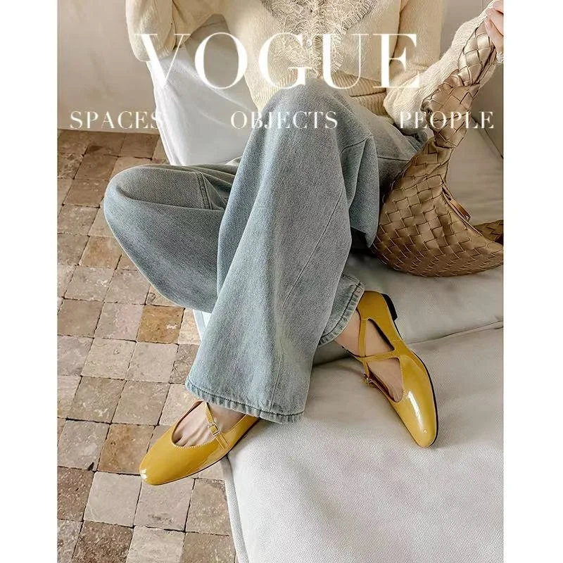 2026 new spring summer women pumps natural leather 22-25cm split leather+sheepskin+pigskin cross-stra women Mary Jane shoes
