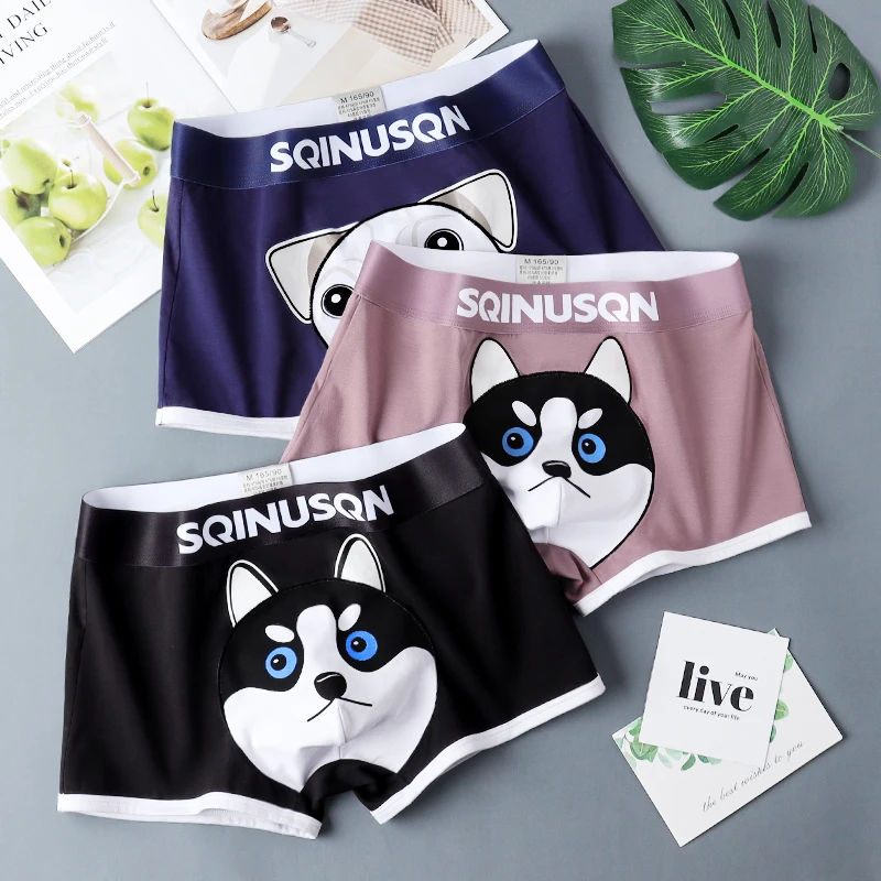 SQINUSQN New men\'s boxer panties Breathable men\'s underwear cute little dog Comfortable Men Underpants