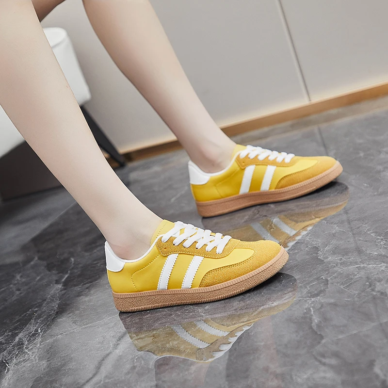 Comfortable Women Canvas Sport Shoes Yellow Female Outdoor Flats Walking Sneakers Spring Autumn Girls Running Sport Shoes