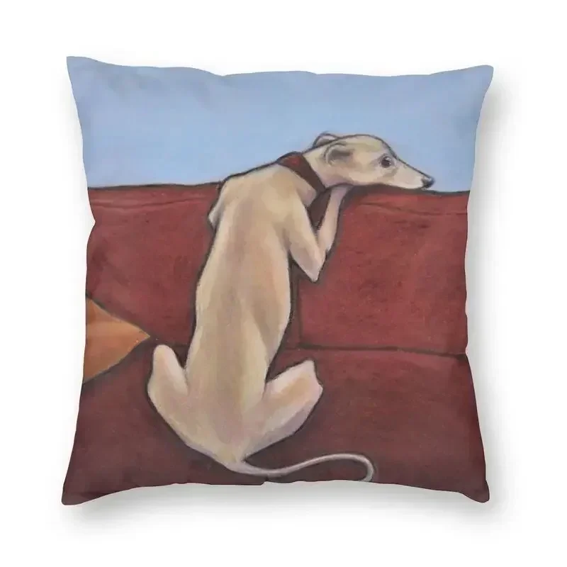 Whippet Sihthound Dog Cushion Cover Sofa Living Room Greyhound Square Throw Pillow Cover Office Cojines Decorativos