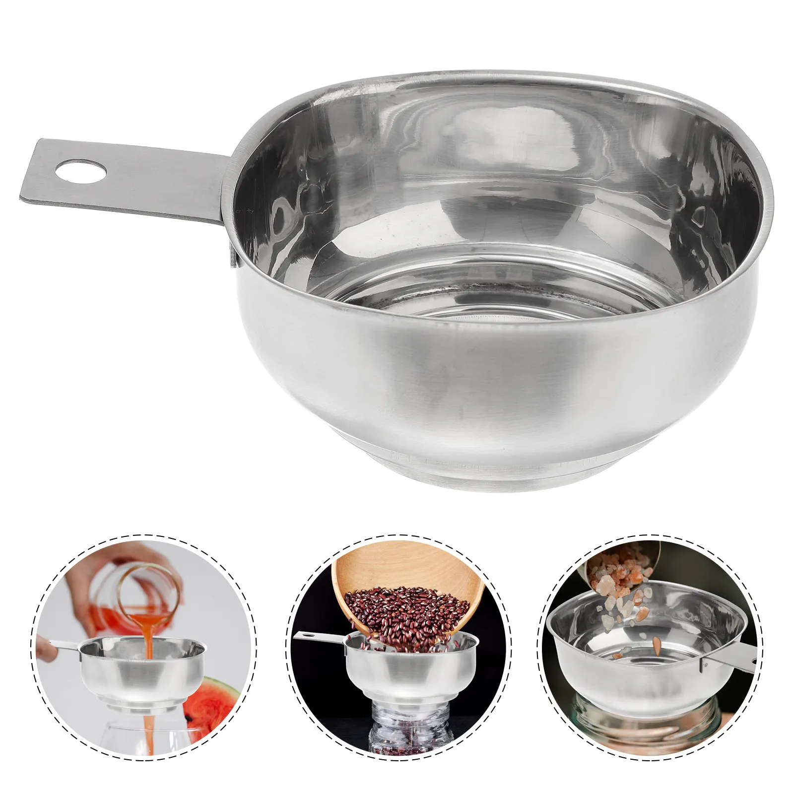 

1Pcs Premium Stainless Steel Funnel Extra Long Handle Large Scoop Heat Resistant Kitchen Funnel for Restaurant Hotel Bar Home