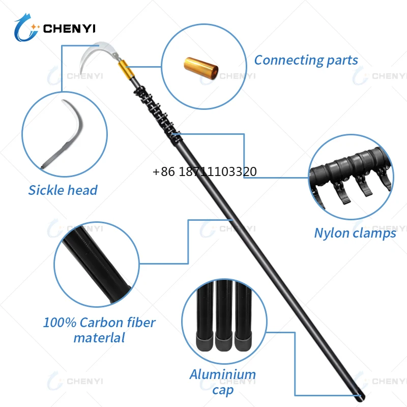 carbon fiber telescopic pole long reach durable lightweight harvesting fruits tool