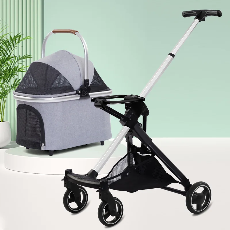 Luxury Pet Stroller Light Dog Carrier Pet Pram 4 Wheels 2 in 1 Pet Stroller