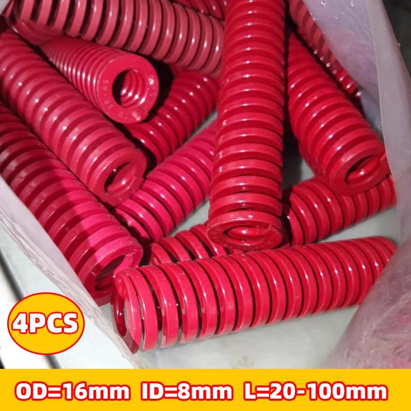 

Пружины сжатия Creamily, 4 шт., для штамповки, внешний диаметр=16мм, внутренний диаметр=8мм, длина=20мм-100мм