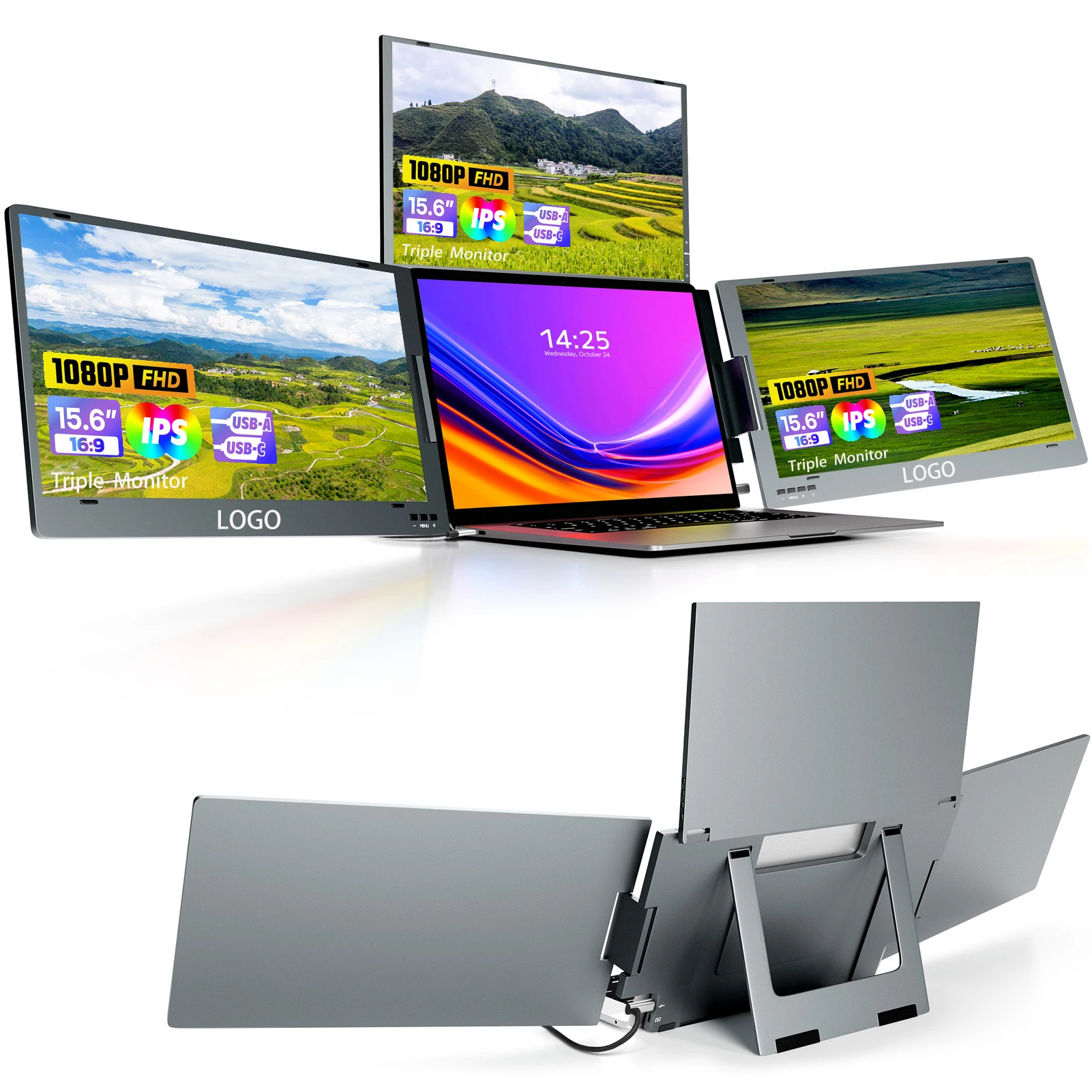 The 15.6-inch Three-screen Portable Monitor Is the Top Choice for Mobile Workers, Professional Creators, and Financial Traders.