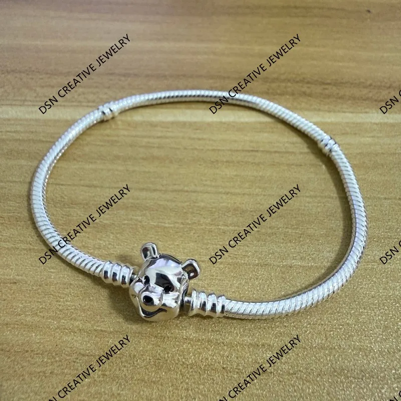 DSN Jewelry Winnie Bear Clasp Charm Bracelet S925 Sterling Silver Snake Chain For Women Designer Jewelry Luxury Gift view 6