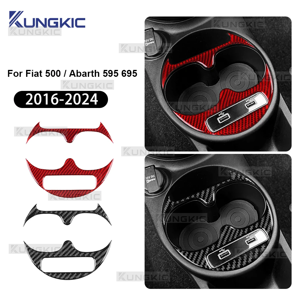 

Real Soft Carbon Fiber Sticker For Fiat 500/Abarth 595/695 2016 2017 2018 2019 2020 2021 2022 2023 2024 LHD RHD Cup Holder Trim