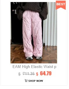 EAM Black Pleated Irregular High Elastic Waist Wide Leg Pants New Loose Trousers Women Fashion Tide Autumn 2026 30A2833