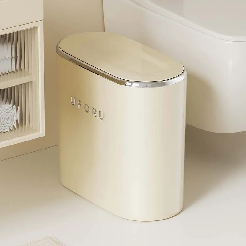 UFORU Garbage can household advanced sense sealed with lid large oval pressing pop lid toilet sewn garbage can