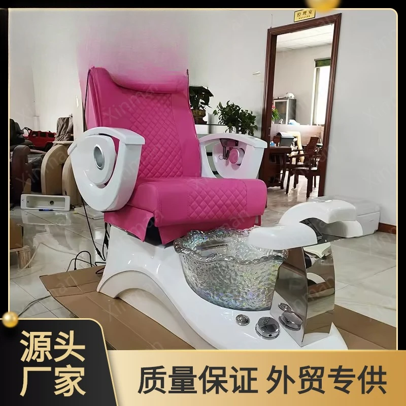 High-end dark red foot recliner with massage pedicure integrated foot bath chair electric foot spa manicure chair