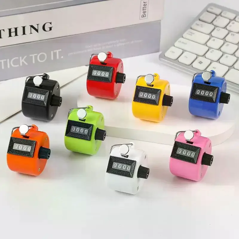 Handheld 4 Digital Manual Tally Counter Mechanical Palm Clicker for Library Book Inventory Sports Game Scoring