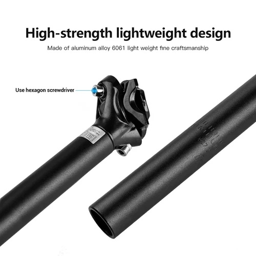 Imagen 2 del producto Tija de sillín de bicicleta de montaña y carretera, aleación de aluminio ultraligera, tubo de sillín de bicicleta de montaña, 27,2/30,9/31,6mm x 400mm, piezas de ciclismo