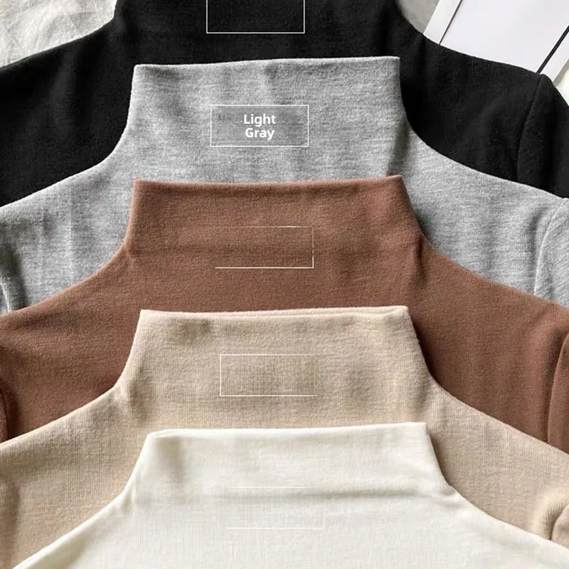 

Thiened Long Sve Base irt Женский f Корейский топ с высоким воротником Dervo Winter New Sle Inner Wear Fce на подкладке