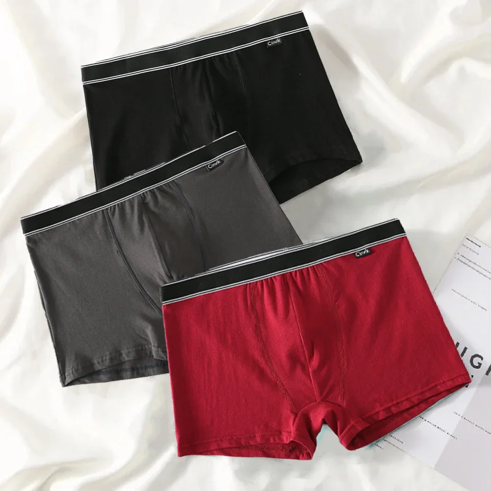 Cuecas de algodão para homens Boxers Erk Boxer Shorts, cuecas sólidas, cuecas masculinas, 4 peças por conjunto