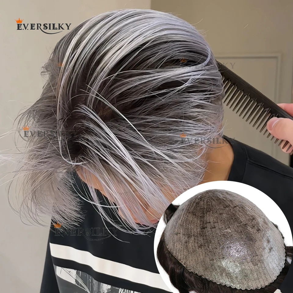 

Natural Hairline 1B65 1b50 Grey Black Super Durable Thin Male #5 Brown Blonde Men's Toupee Microskin 100% Human Hair Wig Prosths