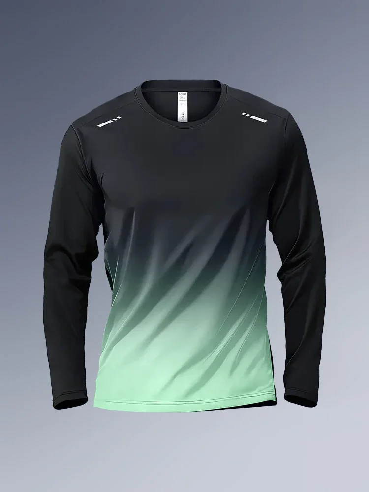 Camiseta de manga larga para hombre, ropa deportiva, ideal para primavera y otoño, de secado rápido, para entrenamiento y deportes, camiseta elástica para correr.