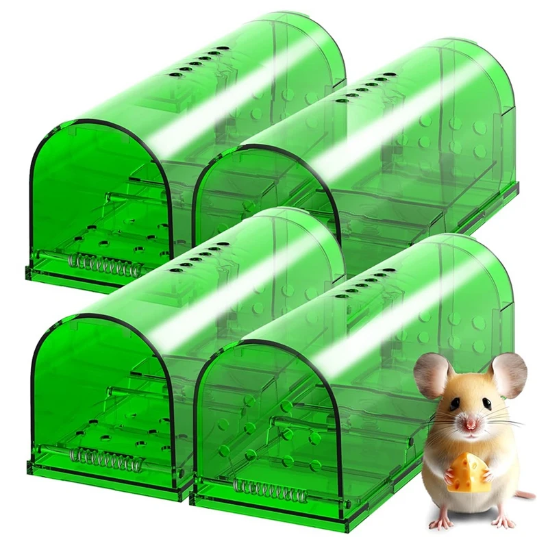 4 Pack Mouse Traps Humane Catch And Release, Live Mouse Trap No Kill, No Touch, Pet Safe Mice Trap For Home And Car Durable