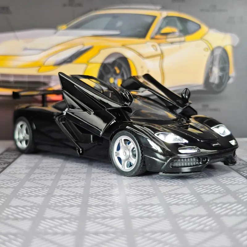 1:32 modelo de carro de liga f1 acústico-óptico puxar para trás portas de brinquedo infantil e capô tronco pode abrir detalhes ricos, acabamento fino