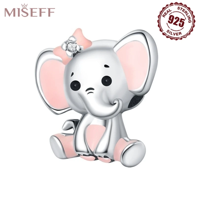 

MISEFF, новинка, стерлинговое серебро 925, очаровательные бусины в виде животных, телячий слон, подходят для оригинального браслета, ожерелье для дня рождения, ювелирные изделия, подарки