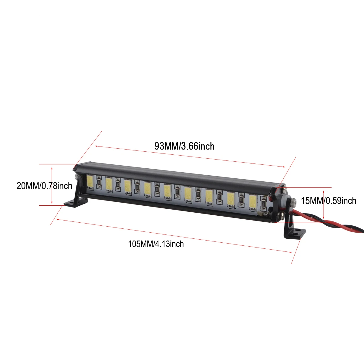 Lampa metalowy dach 5/9/14 świeci jasno pasek świetlny dla 1/10 gąsienica RC oś samochodu SCX10 Traxxas TRX4 Tamiya CC01 Redcat HSP ciężarówka Buggy