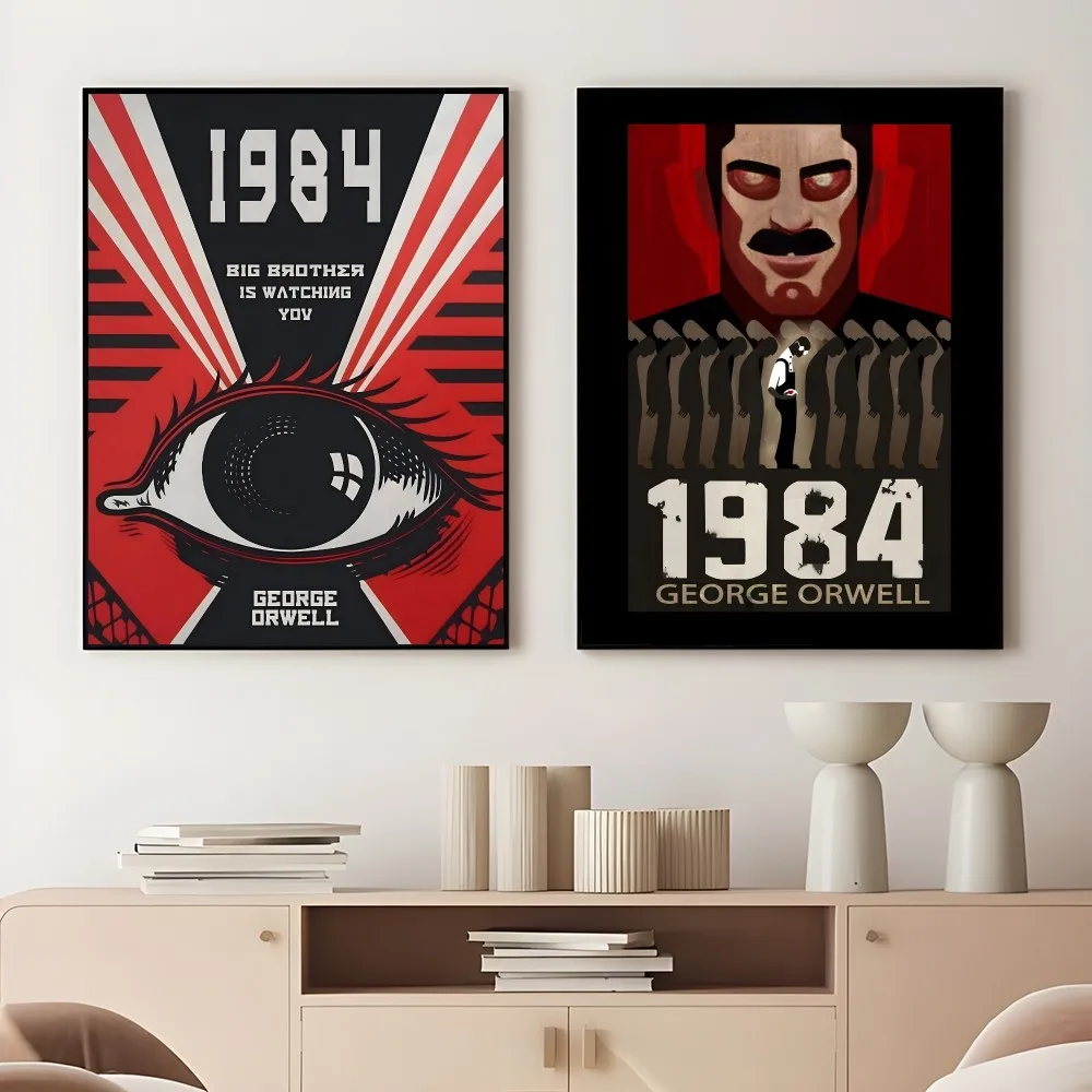 1984 G-George O-Orwell Movie Poster Sticky Wall Art Printing Waterproof Home Living Bed Room Bar Aesthetic Decor