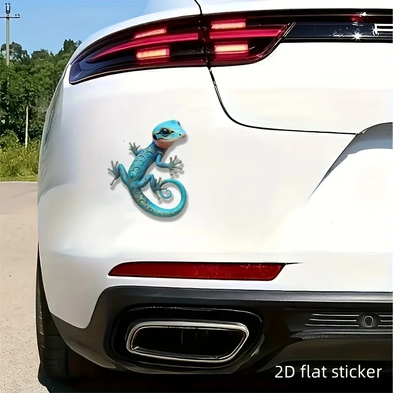 12x9.5cm Vibrant Blue Bohemian Lizard Car Stickers Funny Waterproof Decal Exterior Decorative Accessories, Used for Car