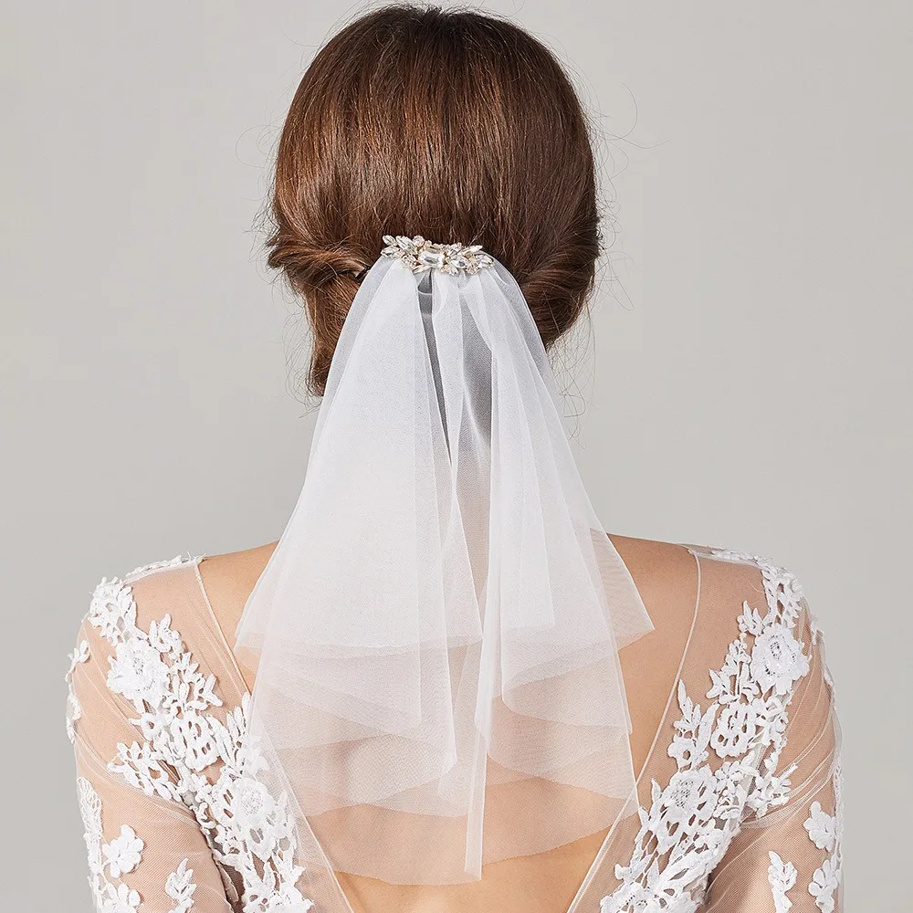 

Elegant Shouler Length Veil Soft Tulle with Crystal Wedding Veils Two Layer with Comb Wedding Accessories Marriage Party