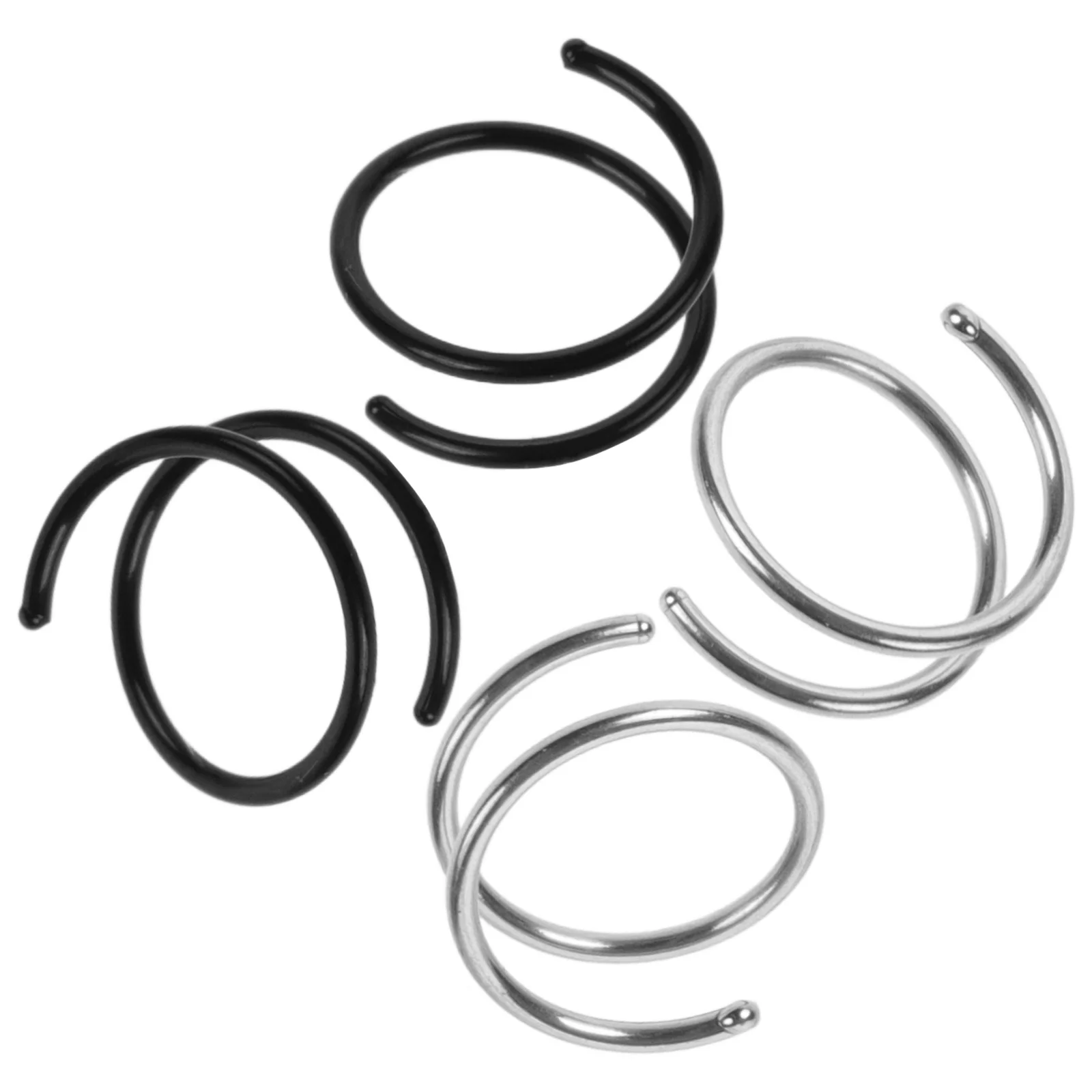 4 قطع من حلقات الأنف الحلزونية، زينة حلقة الأنف المزدوجة بألوان جميلة، مصقولة بشكل جيد، مظهر بسيط ولكن فريد من نوعه للاستخدام اليومي أو