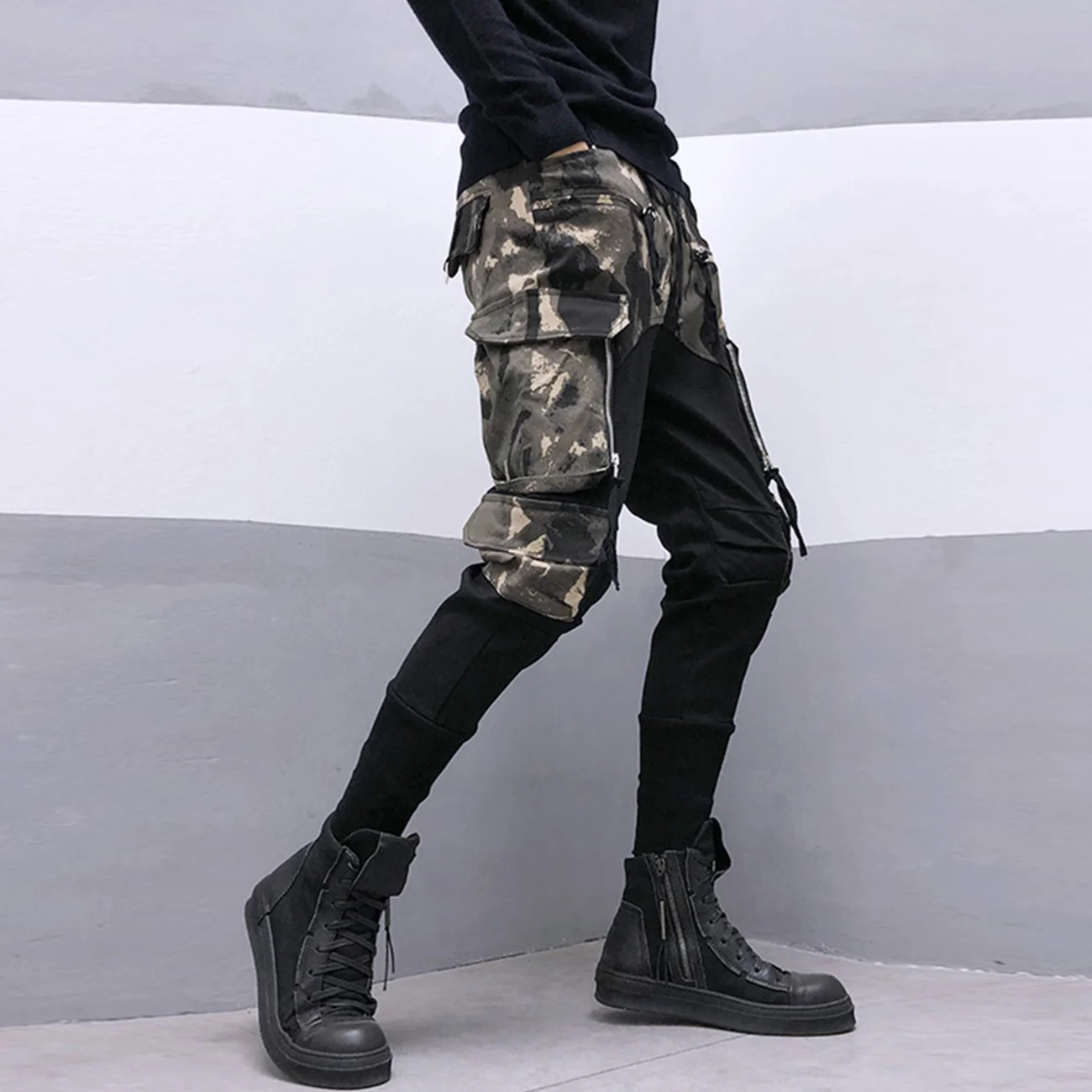 

Hop Hip Camouflage Color Block Cargo Pants Military Joggers Pants Men Streetwear Fashion Casual Trousers Spring