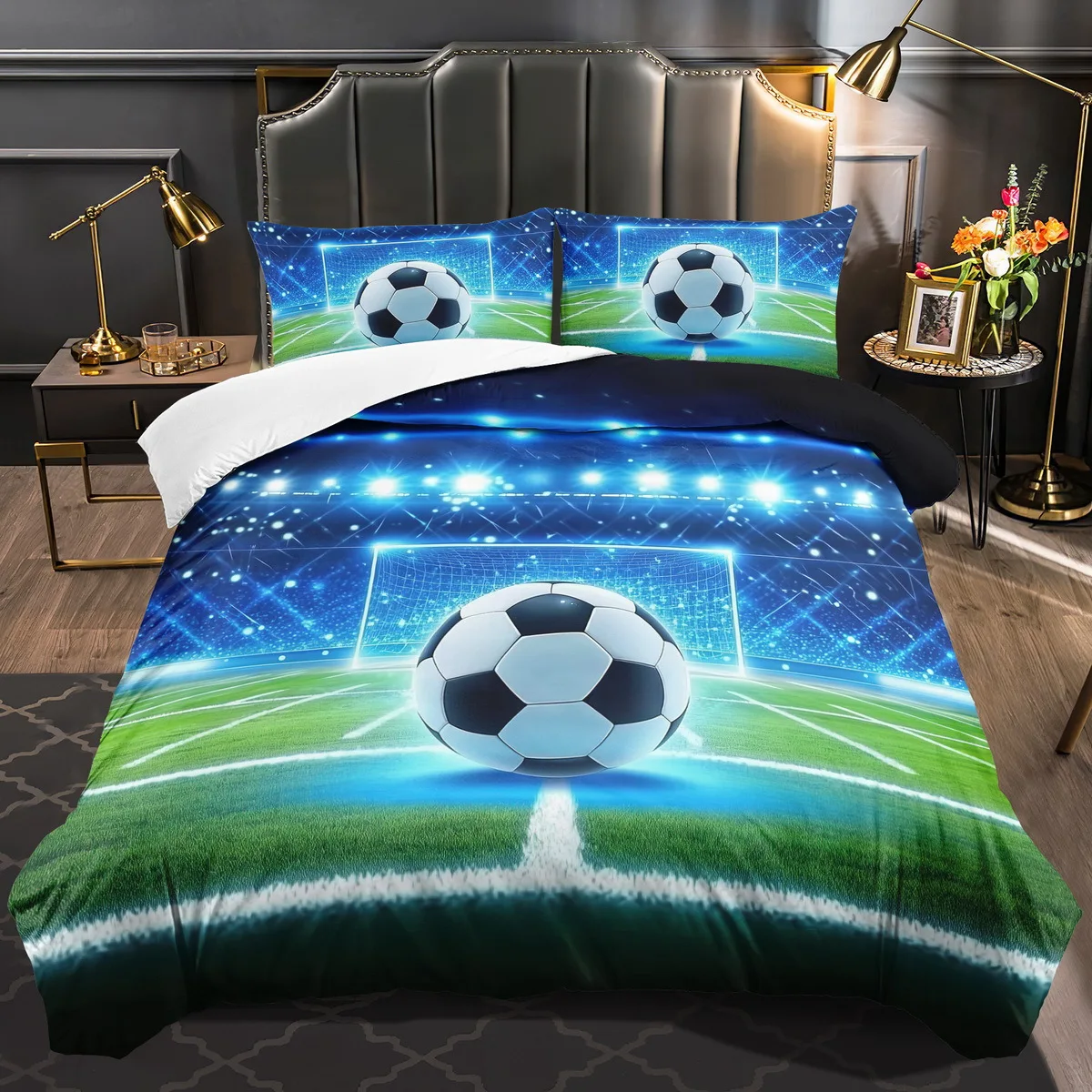 

Sports Bedding Set Soccer Duvet Cover Set Arena Comforter Cover Bedroom Decor Guest Room 2/3pcs 2D Modern Competition Printing
