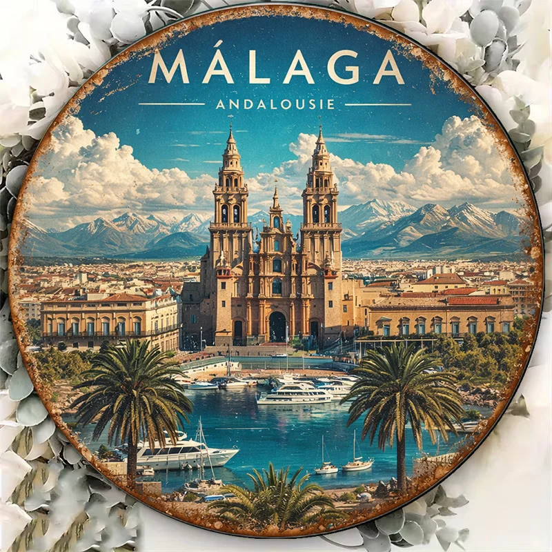 2D Flat - 1pc 8*8In/20X20Cm 2D Flat Round Sign, Vintage Plaque about 