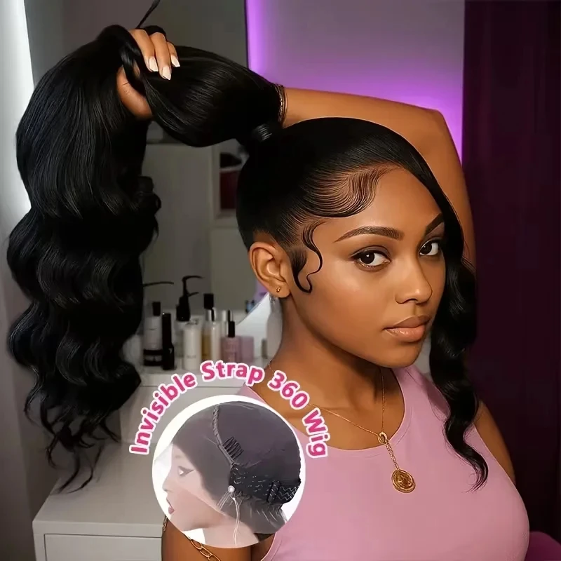 40 Inch Body Wave 360 Full HD Lace Frontal Wigs  Human Hair Preplucked Brazilian 260 Density 13x6 Lace Front Human Hair Invisible Drawstring Wig