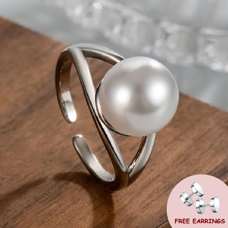 

Korean Style Pearl Ring 925 Silver Jewelry Accessories for Women Wedding Anniversary Party Promise Gifts Finger Rings Wholesale