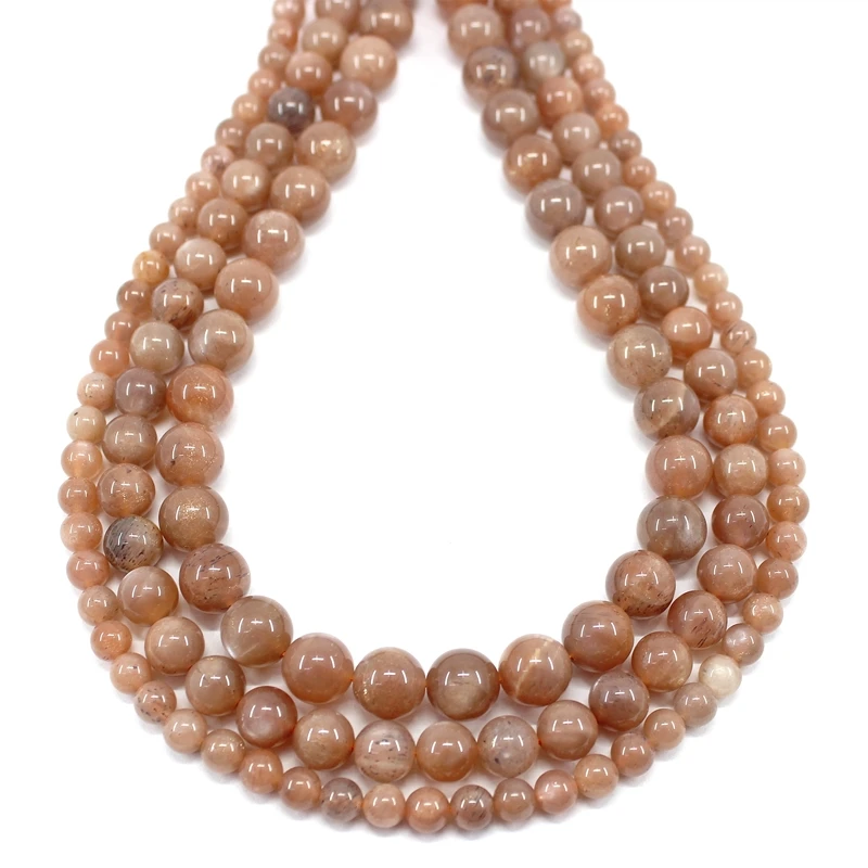 หินธรรมชาติ Sunstone 6 8 10มม.39ซม.รอบหลวม Strand หินลูกปัดสำหรับเครื่องประดับทำสร้อยคอสร้อยข้อมืออุปกรณ์เสริม