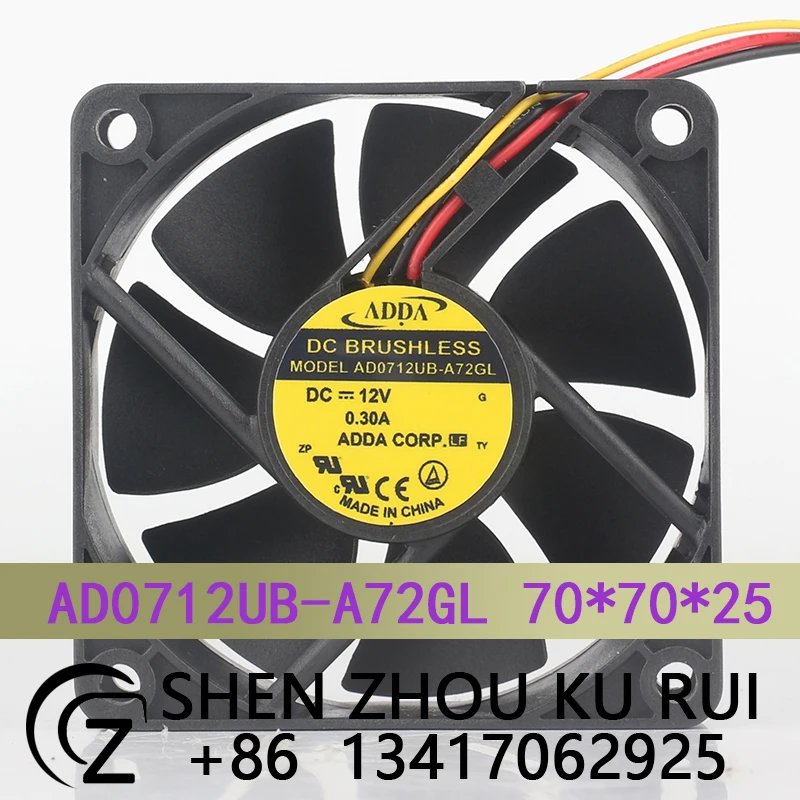 

Оригинальный Тайвань ADDA 5 В 24 В 48 В постоянного тока 12 В 0,30 А AC EC 7025 70X70X25MM 7 см 3-проводной преобразователь питания корпуса AD0712UB-A72GL охлаждающий вентилятор