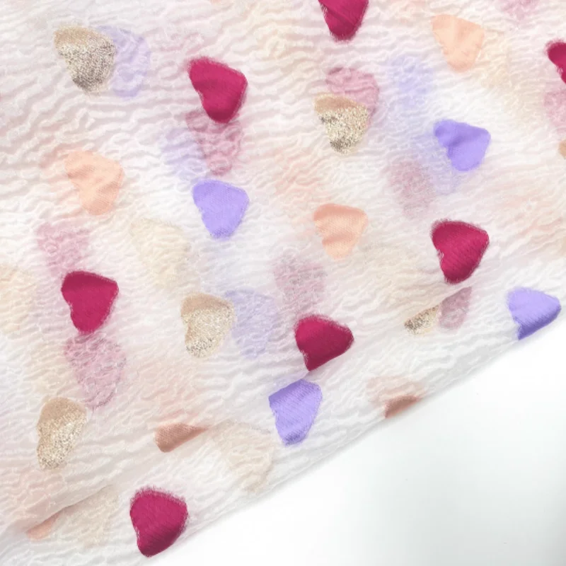 

Heart-shaped jacquard embroidery organza fabric for skirt shirt designer diy polyester fabric