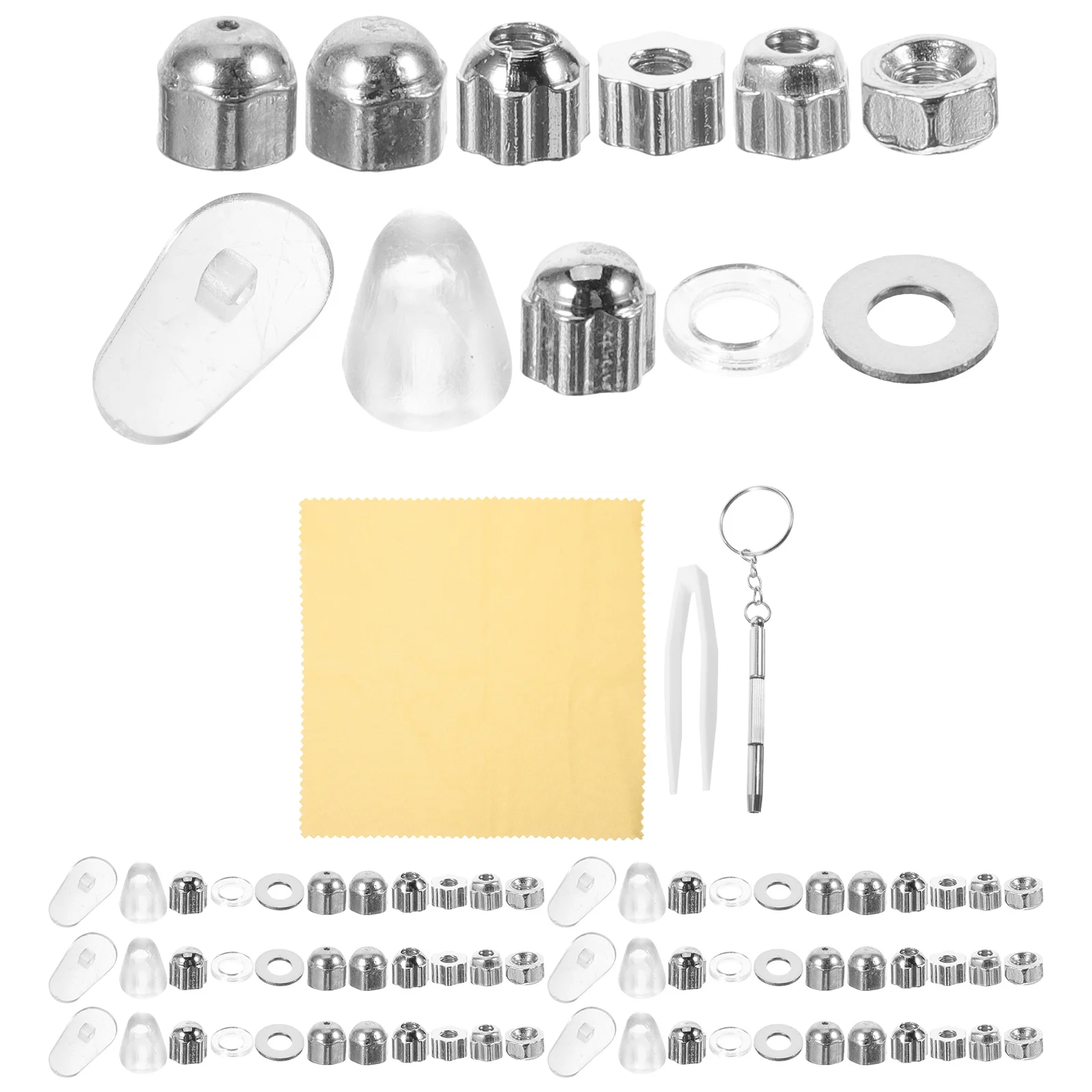 

Glasses Accessories Screws Frame Repair Kit Tool Box Rimless Temples Gasket Parts Nose Pad (120 Nut Set) Nuts Eye