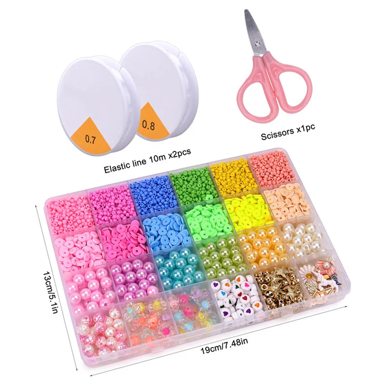 Handmade DIY Bead Bracelets Necklaces Jewelry Materials Accessories Children's Bead String 24 Grid Bead Puzzle Toy Birthday Gift