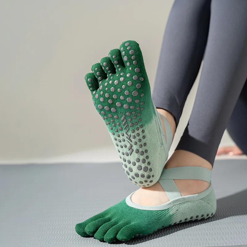 Women's Gradient Silicone Five Finger Socks High Quality Professional Anti-alip Yoga Socks Breathable Dance Pilates Fitness Sock