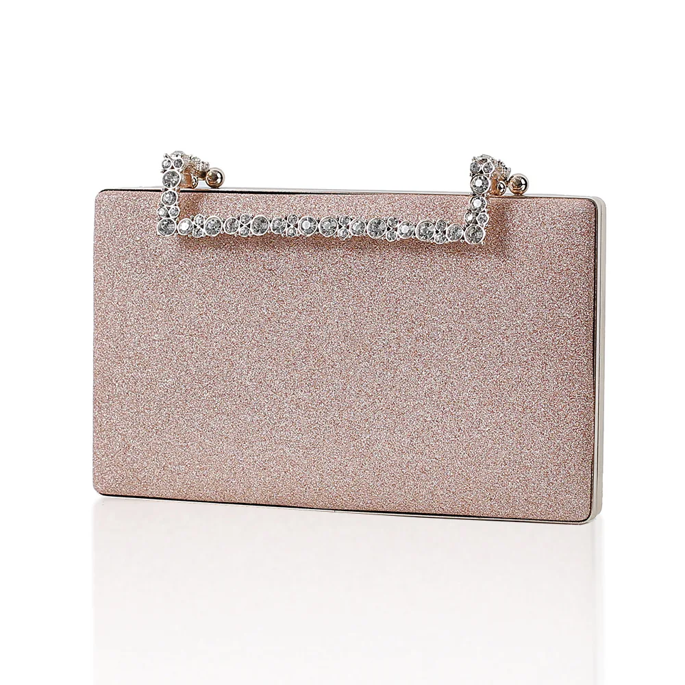 

Glittery Evening Clutch with Rhinestone-Embellished Handle Shiny Chain Crossbody Bag for Party & Wedding, Elegant Sparkle Purse