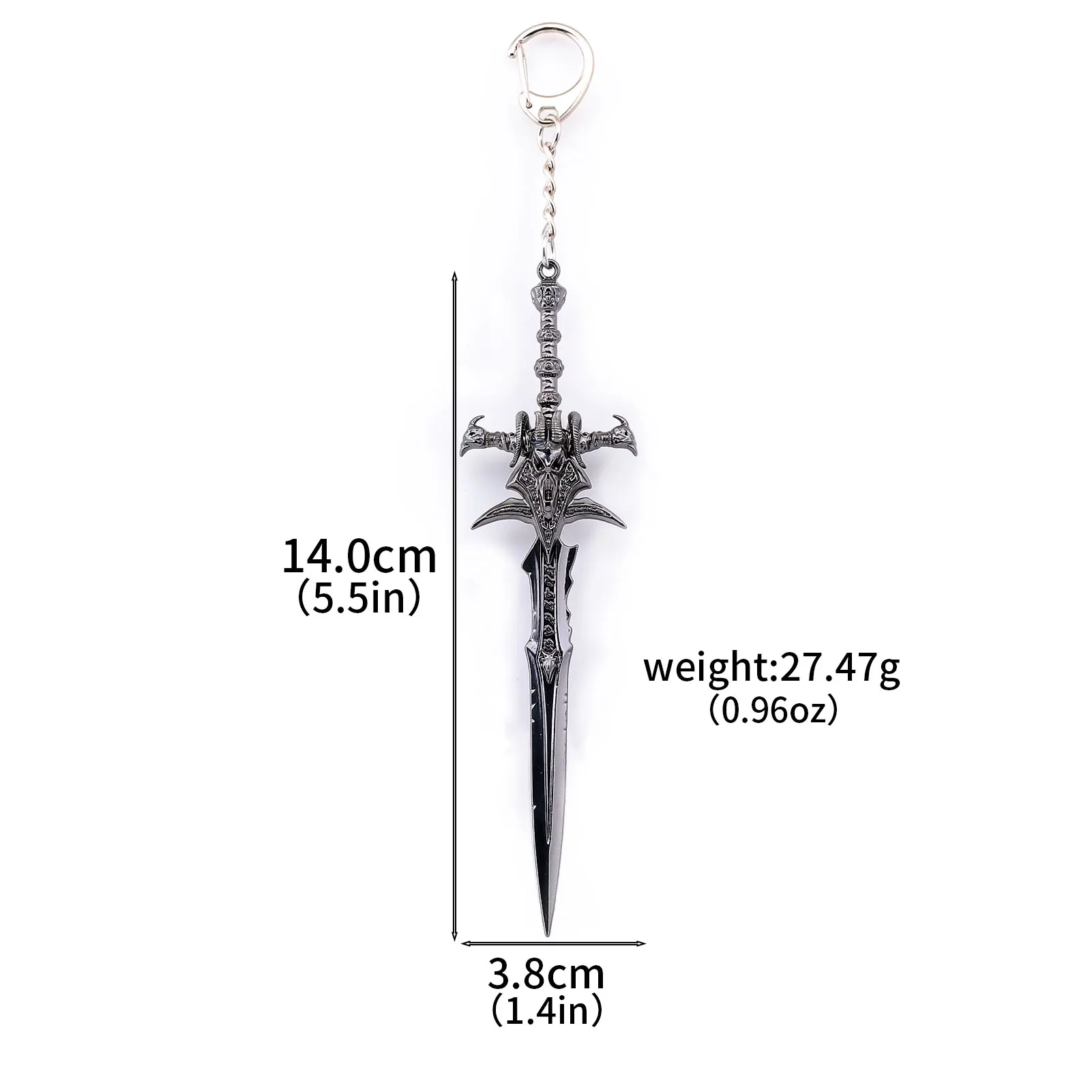 14 سنتيمتر Lich الملك الأغنام رئيس السيف المفاتيح قلادة كبيرة Frostmourne الأغنام رئيس السيف سلاح نموذج تأثيري الدعائم مروحة هدية