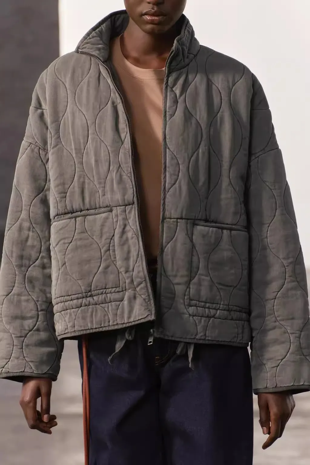 

Spring 2024 Women's Loose ket Sle Cotton Jaet New Arrival Comfortable Long Sve Zipper Closure Regular Length Coat